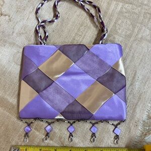 Woven Satin & Organza Ribbon Evening Bag